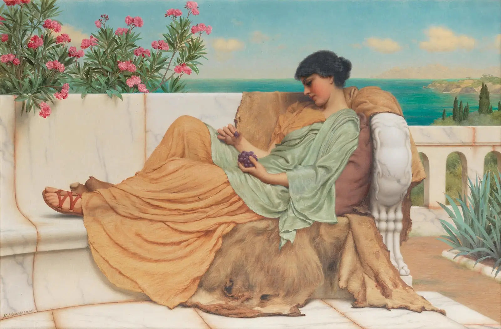 Dolce Far Niente - John William Godward image 1 reproduction artisanale de tableau