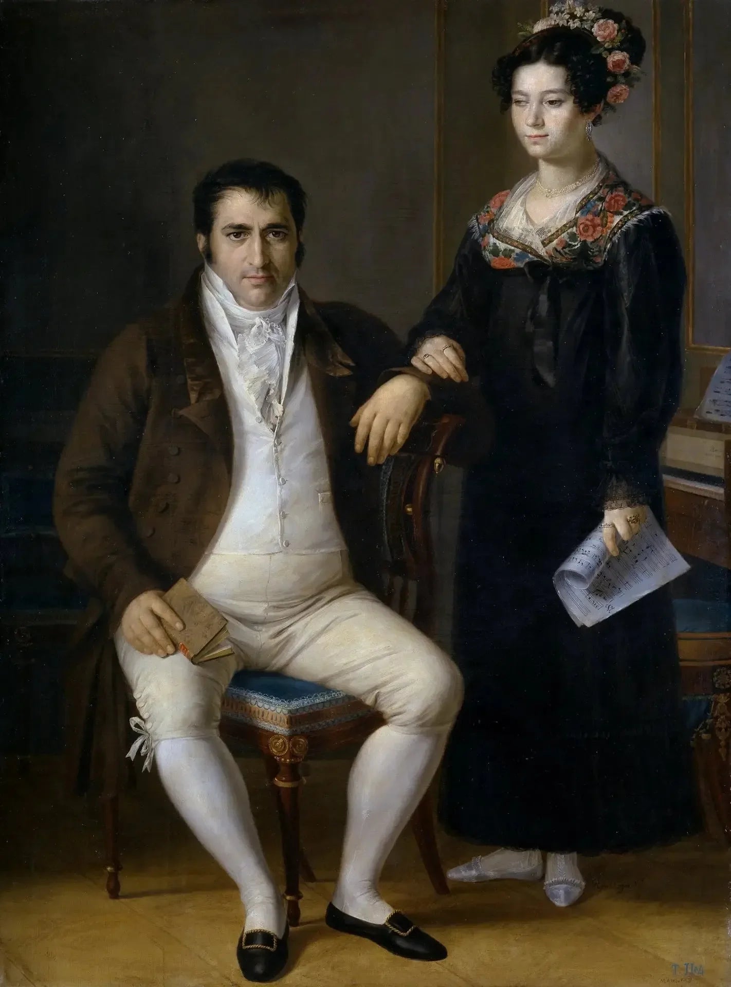 Don Pedro Benítez et sa fille María de la Cruz - Rafael Tejeo image 1 reproduction artisanale de tableau