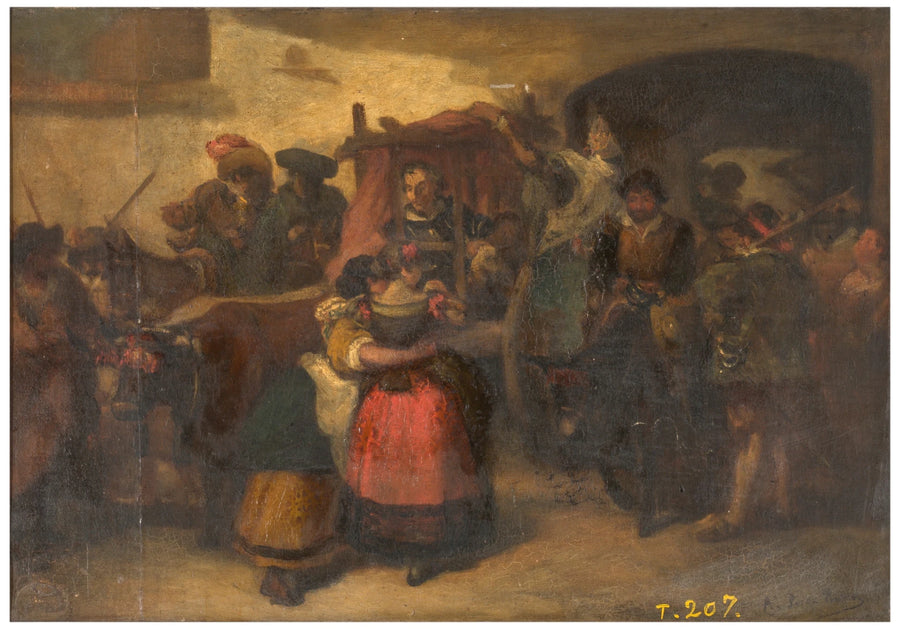 Don Quichotte dans le chariot sortant de la vente - Antonio Pérez Rubio