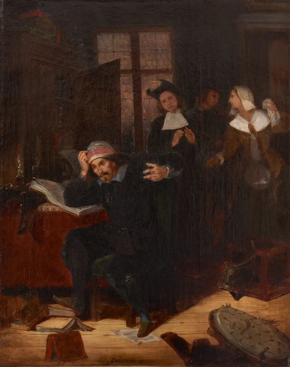 Don Quichotte dans sa bibliothèque - Eugène Delacroix image 1 reproduction de peinture à l’huile