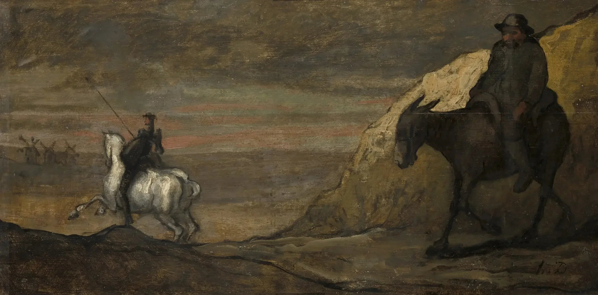 Don Quichotte et les moulins à vent - Honoré Daumier image 1 copie peinte à la main à l’huile