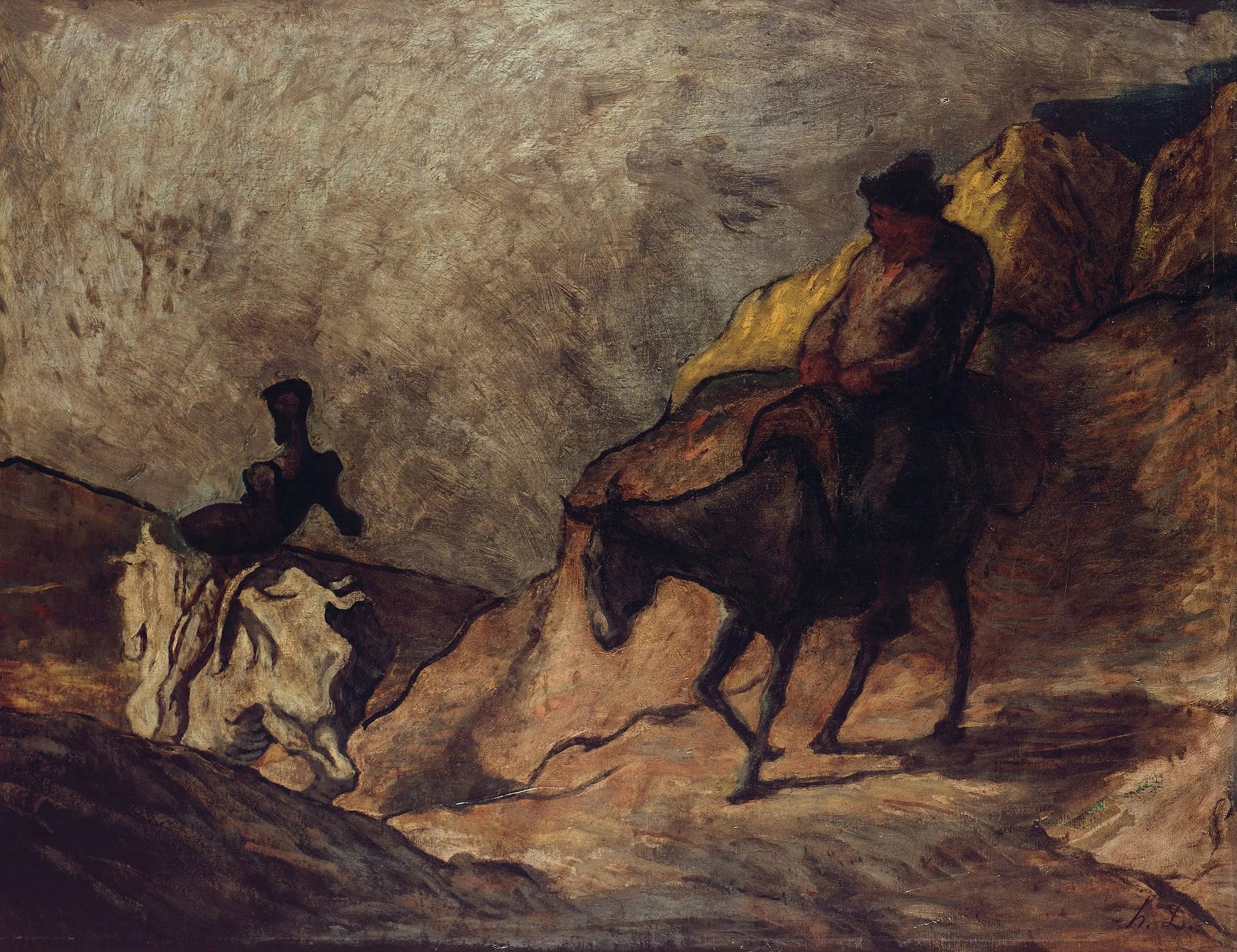 Don Quichotte et Sancho Pansa - Honoré Daumier image 1 reproduction de peinture à l’huile