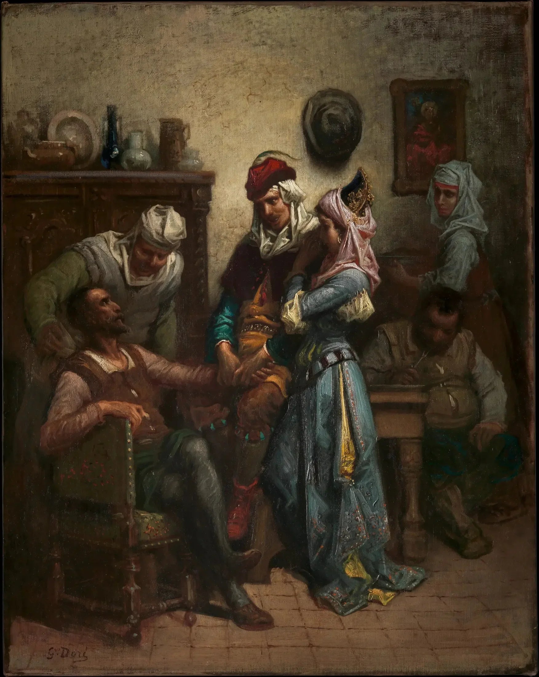 Don Quichotte et Sancho Panza divertis par Basile et Quiteria - Gustave Doré image 1 reproduction de peinture à l’huile