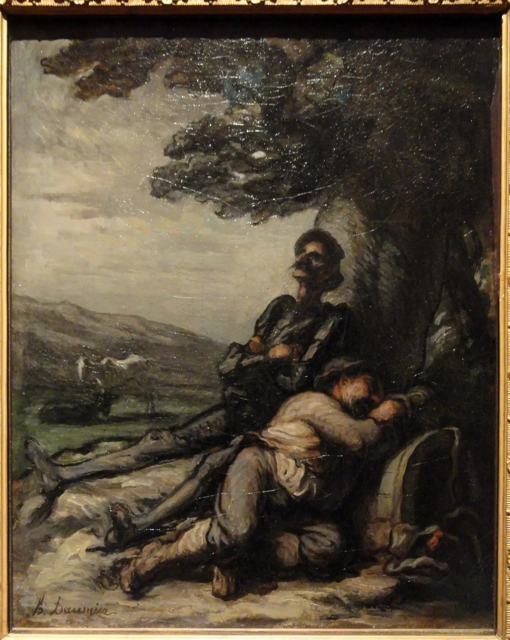 Don Quichotte et Sancho Panza se reposant sous un arbre - Honoré Daumier image 1 tableau peint à l’huile sur toile