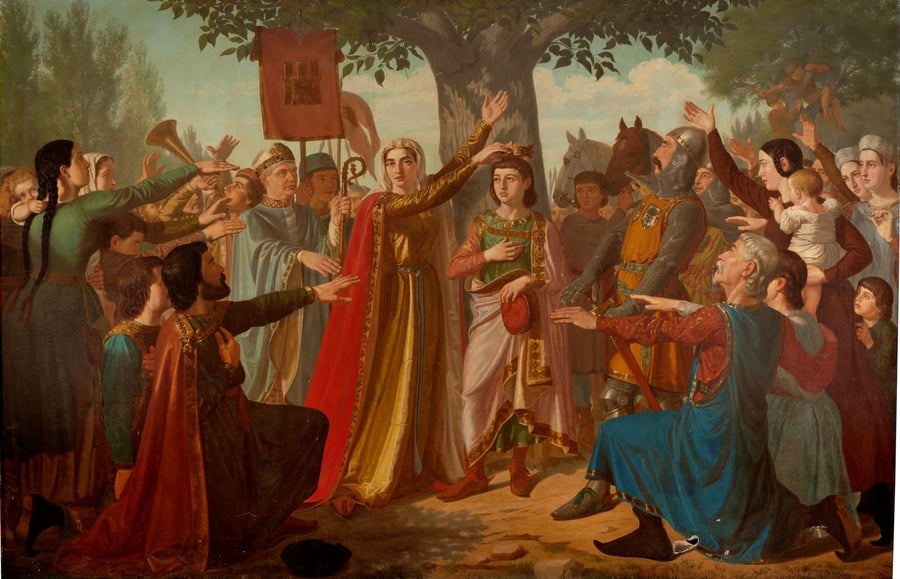 Doña Berenguela couronnant son fils Don Fernando - Mariano de la Roca y Delgado