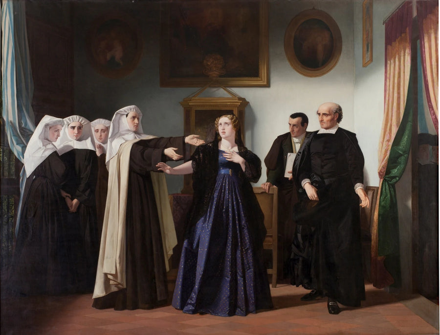 Doña Mariana de Pineda au moment de dire au revoir aux bienheureux de Santa María Egipciaca dans le béguinage duquel elle a été emprisonnée pour se rendre à la chapelle - Isidoro Santos Lozano Sirgo