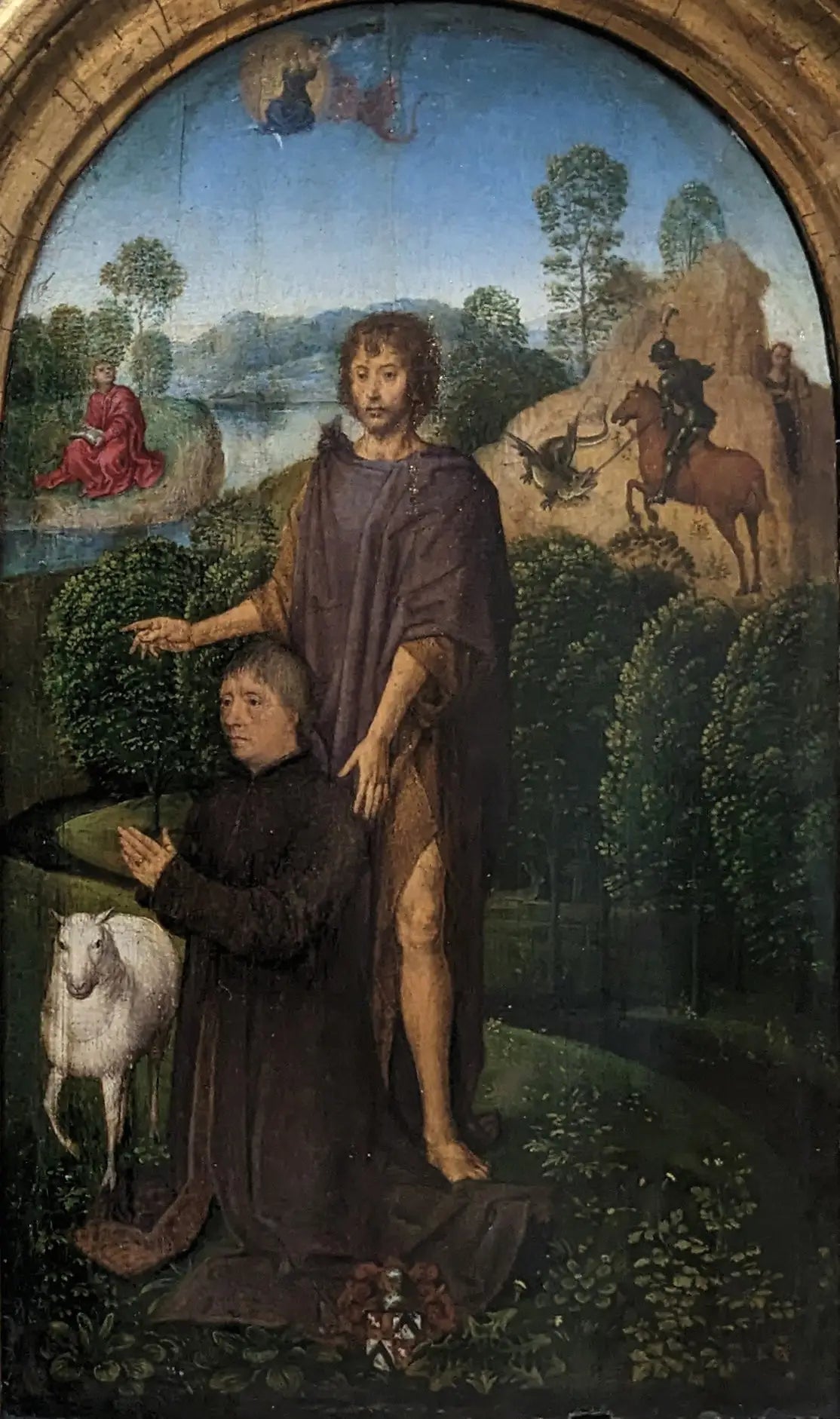 Donateur présenté par saint Jean-Baptiste - Hans Memling image 1 reproduction de peinture à l’huile