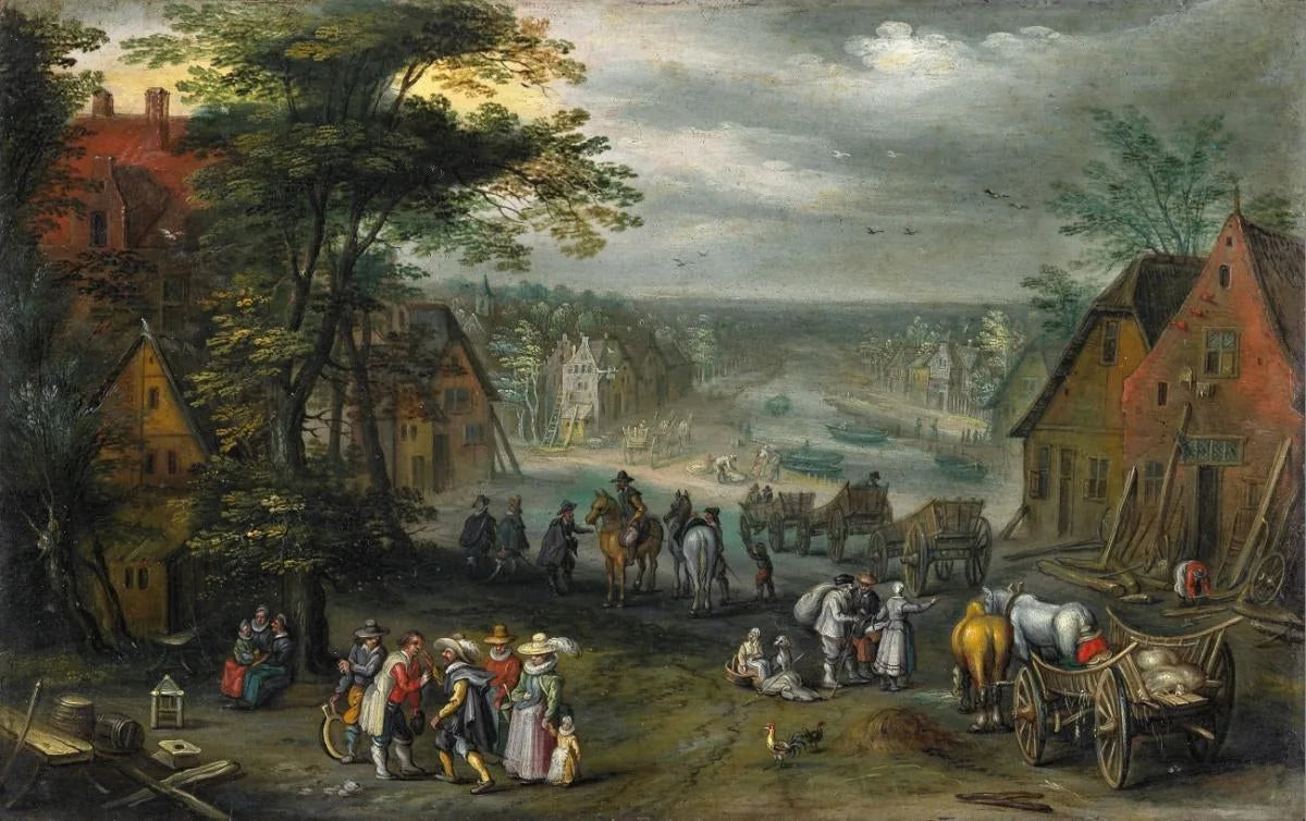 Dorfstraße mit Kanal - Jan Brueghel le Jeune image 1 tableau peint à l’huile sur toile
