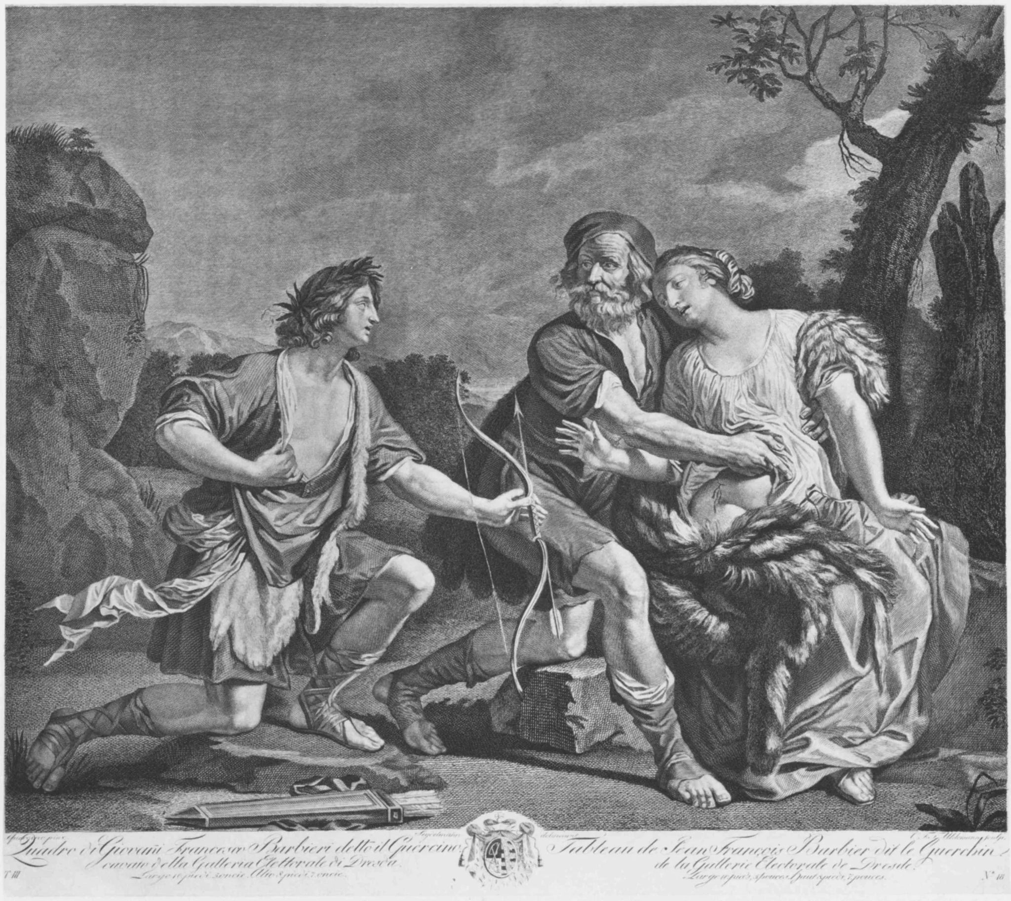 Dorinda, Silvio et Linco - Guercino image 1 reproduction d’œuvre d’art à l’huile