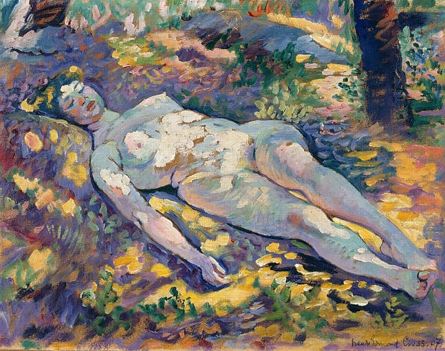 Dormeuse nue dans la clairière - Henri-Edmond Cross image 1 reproduction de peinture à l’huile