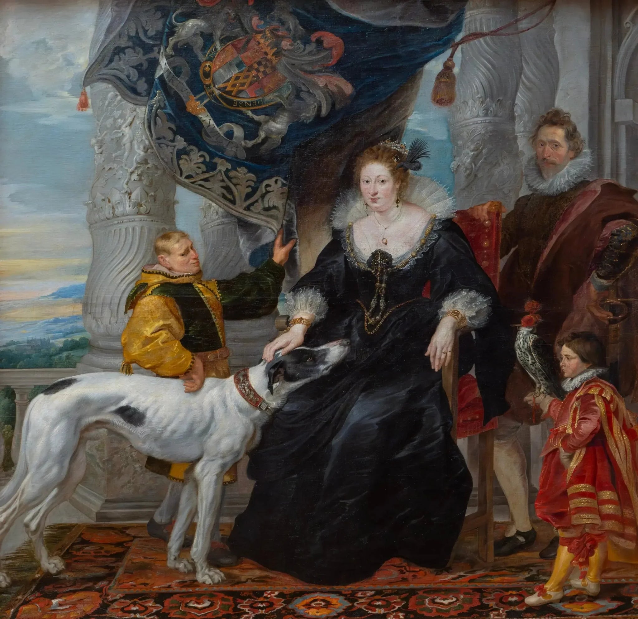 Double portrait d'Alethea Talbot (1585-1654), comtesse d'Arundel et de Sir Dudley Carleton (1573-1632), avec deux serviteurs - Peter Paul Rubens image 1 copie peinte à la main à l’huile