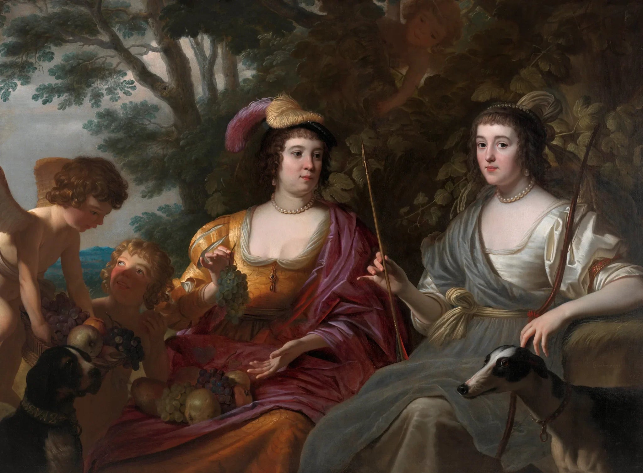Double portrait d'Amalia van Solms et Charlotte de La Trémoïlle - Gerrit van Honthorst image 1 tableau peint à l’huile sur toile