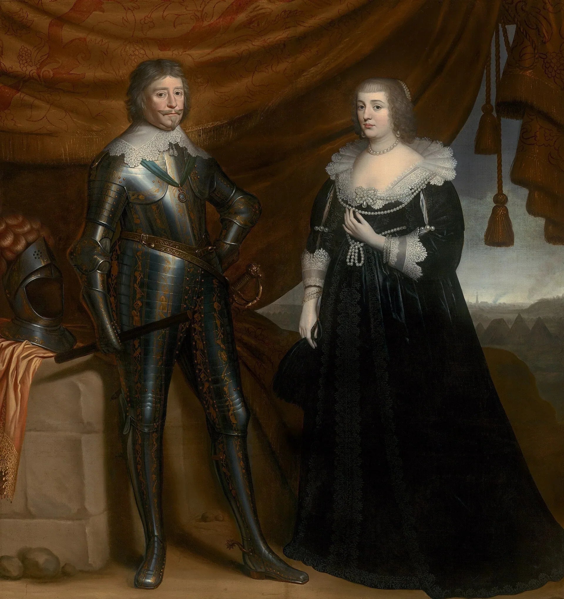 Double portrait de Frederik Hendrik (1584-1647) et d'Amalia de Solms-Braunfels (1602-1675) - Gerrit van Honthorst image 1 tableau peint à l’huile sur toile