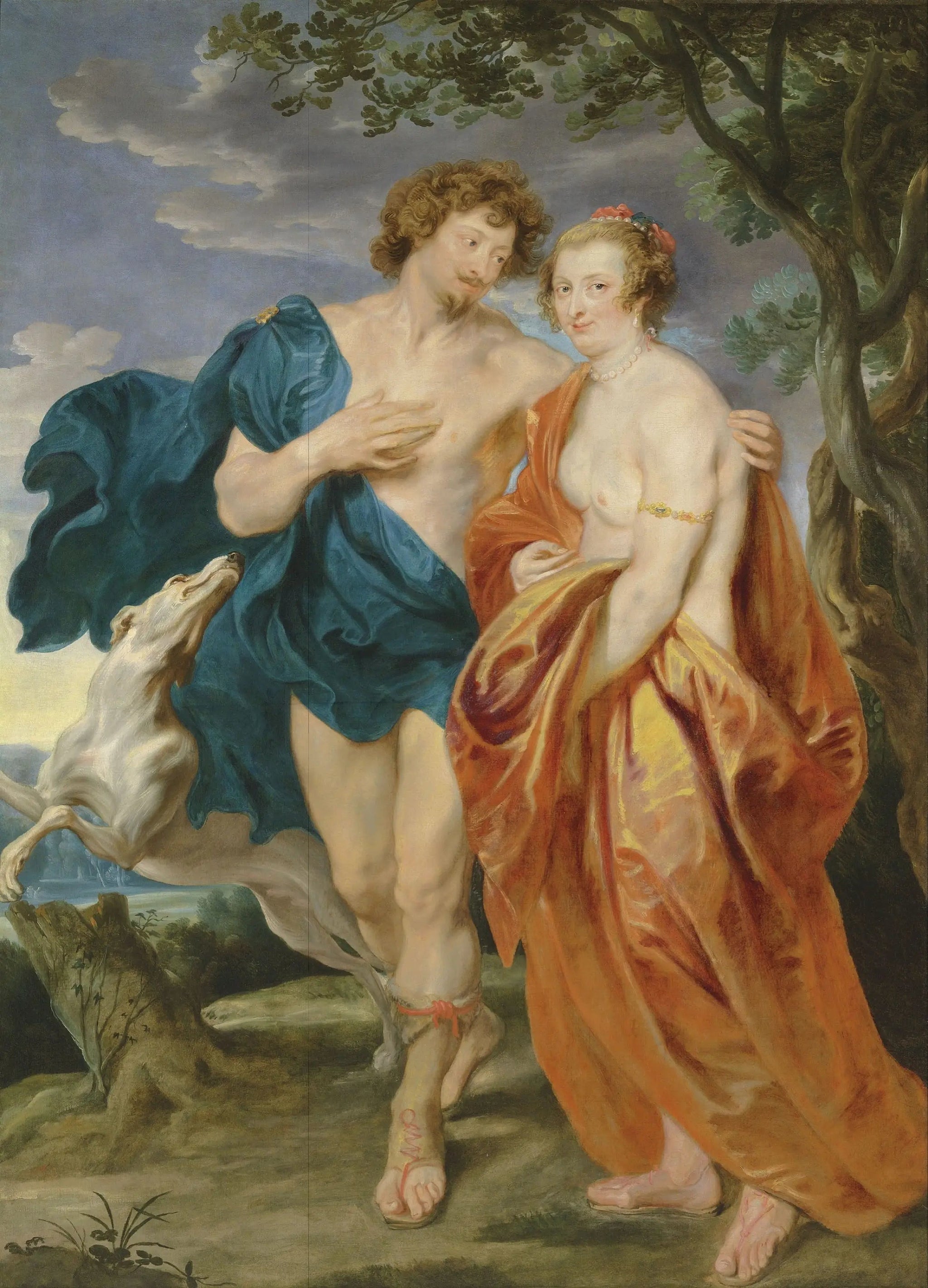 Double portrait de George Villiers, marquis et de son épouse Katherine Manners, en Vénus et Adonis - Antoine van Dyck image 1 reproduction de peinture à l’huile
