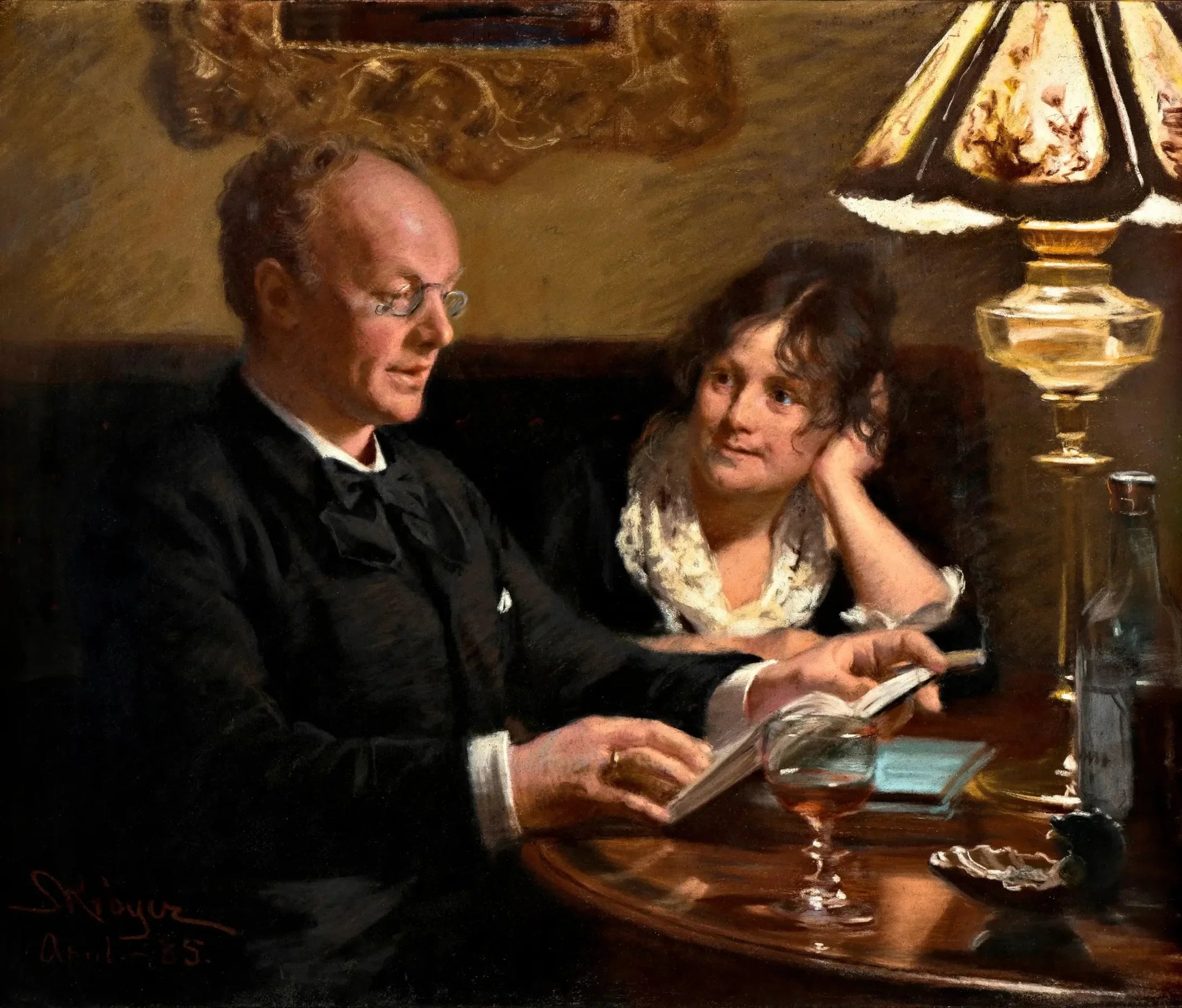 Double portrait de l'acteur royal Emil Poulsen (1842-1911) et de son épouse Anna, née Næser (1849-1934) - Peder Severin Krøyer image 1 copie peinte à la main à l’huile