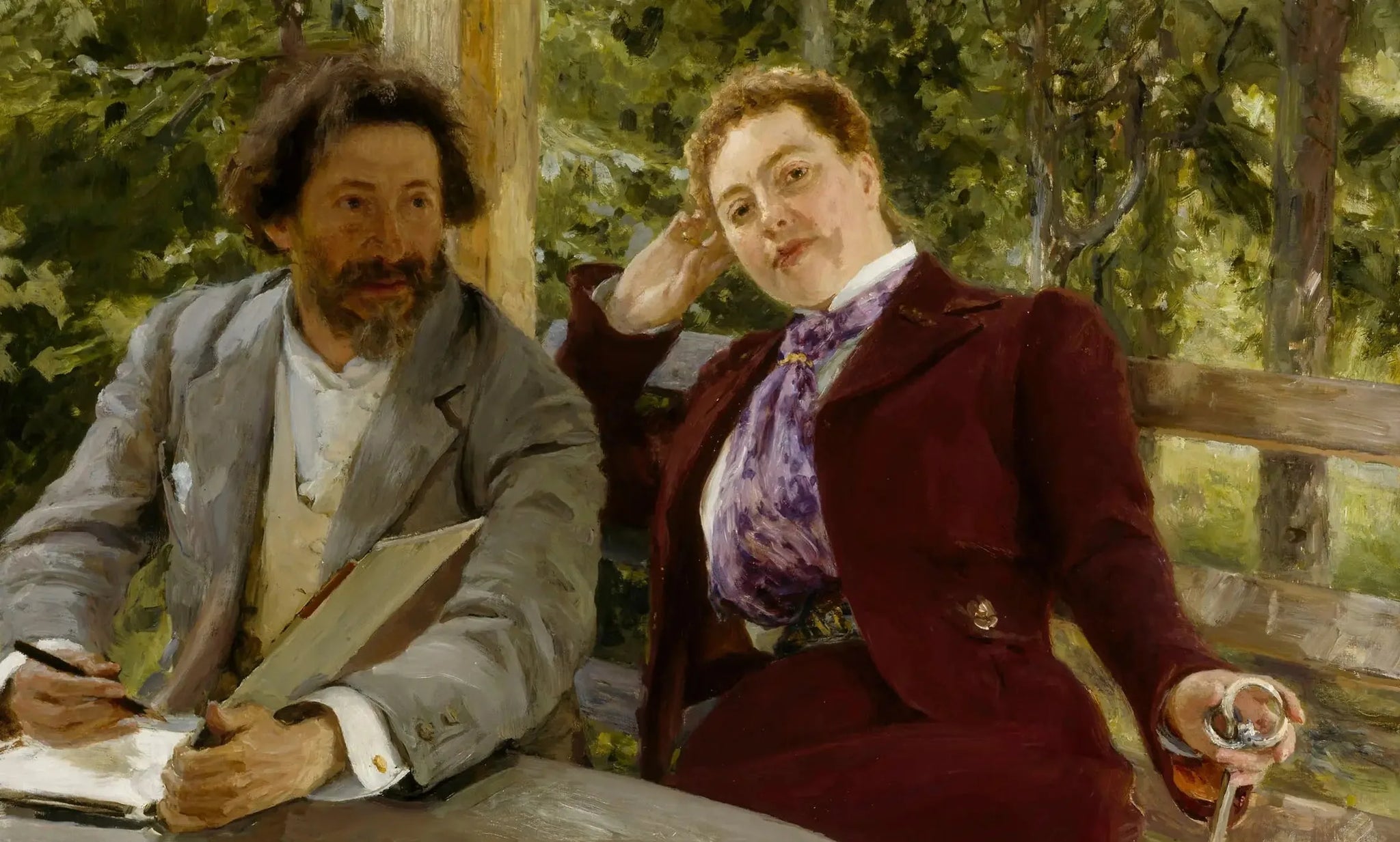 Double portrait de Natalia Nordmann et Ilya Repin - Ilya Repin image 1 copie peinte à la main à l’huile