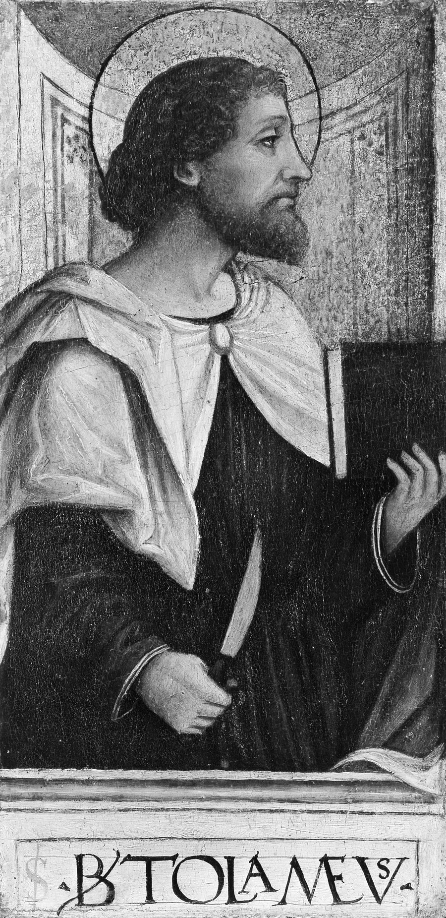 Les Douze Apôtres : saints Barthélemy, André, Matthieu, Jacques le Majeur, Thaddée, Philippe, Jacques le Mineur, Simon, Pierre, Paul, Thomas et Jean - Bergognone (Ambrogio di Stefano da Fossano)