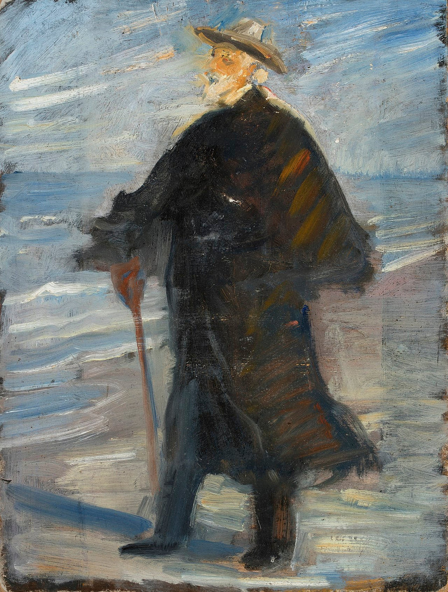Drachmann sur la plage - Michael Peter Ancher