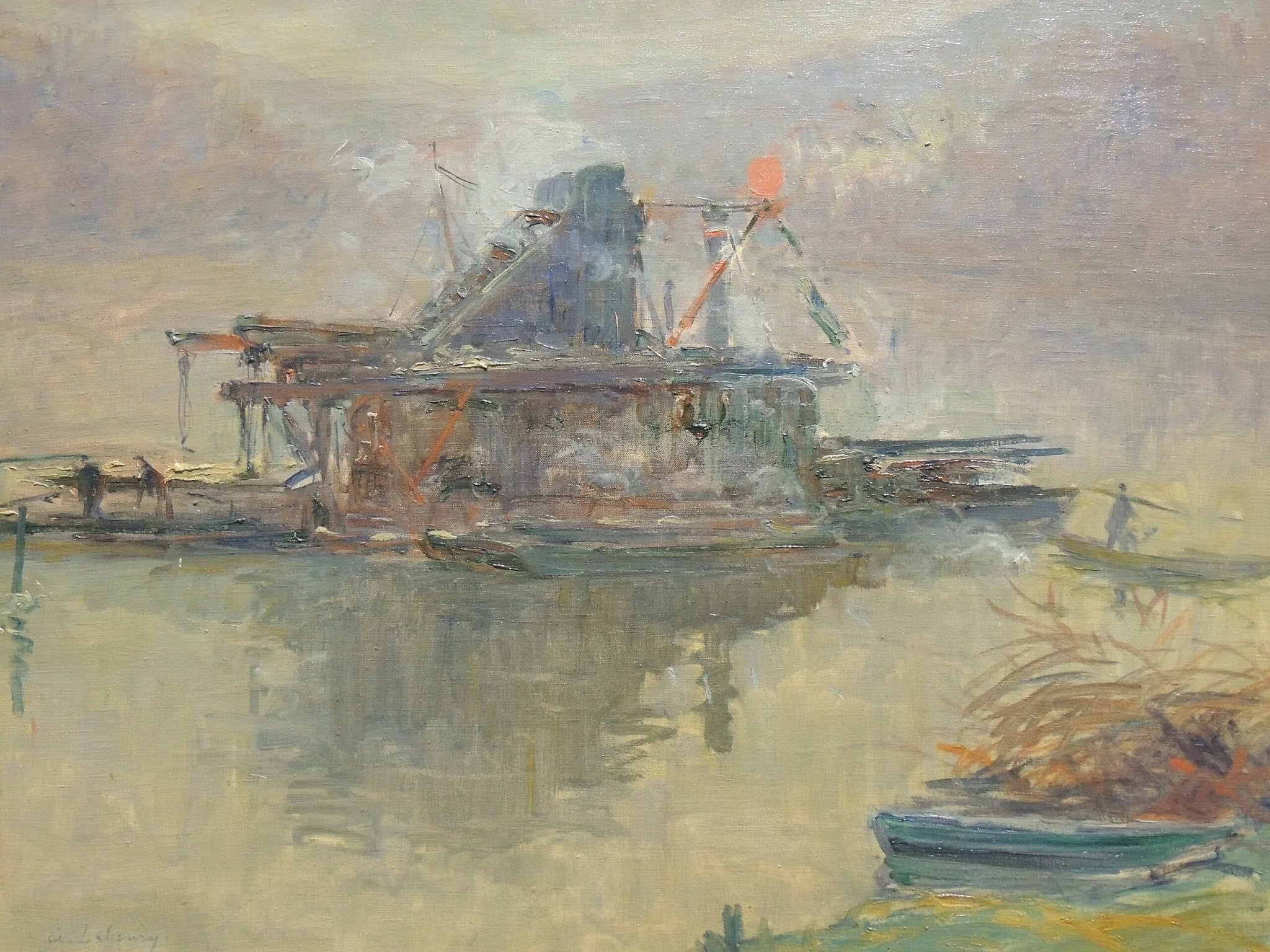 Drageur sur la Seine près de Rouen - Albert Lebourg image 1 reproduction réalisée par Alpha Reproduction