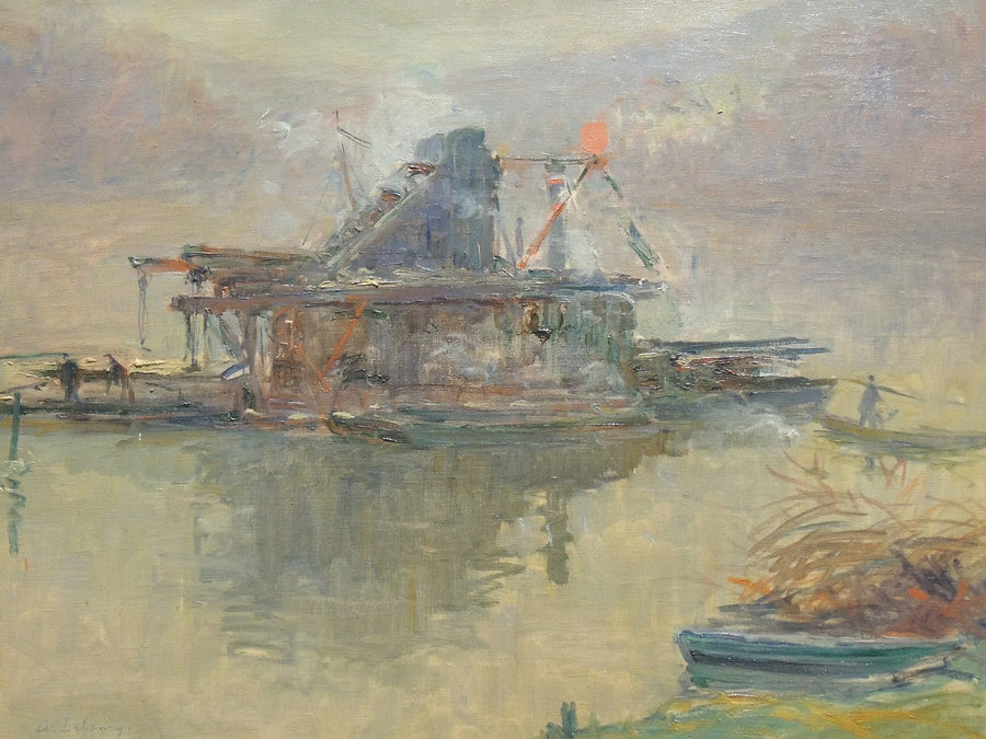 Drageur sur la Seine près de Rouen - Albert Lebourg image 1 reproduction réalisée par Alpha Reproduction