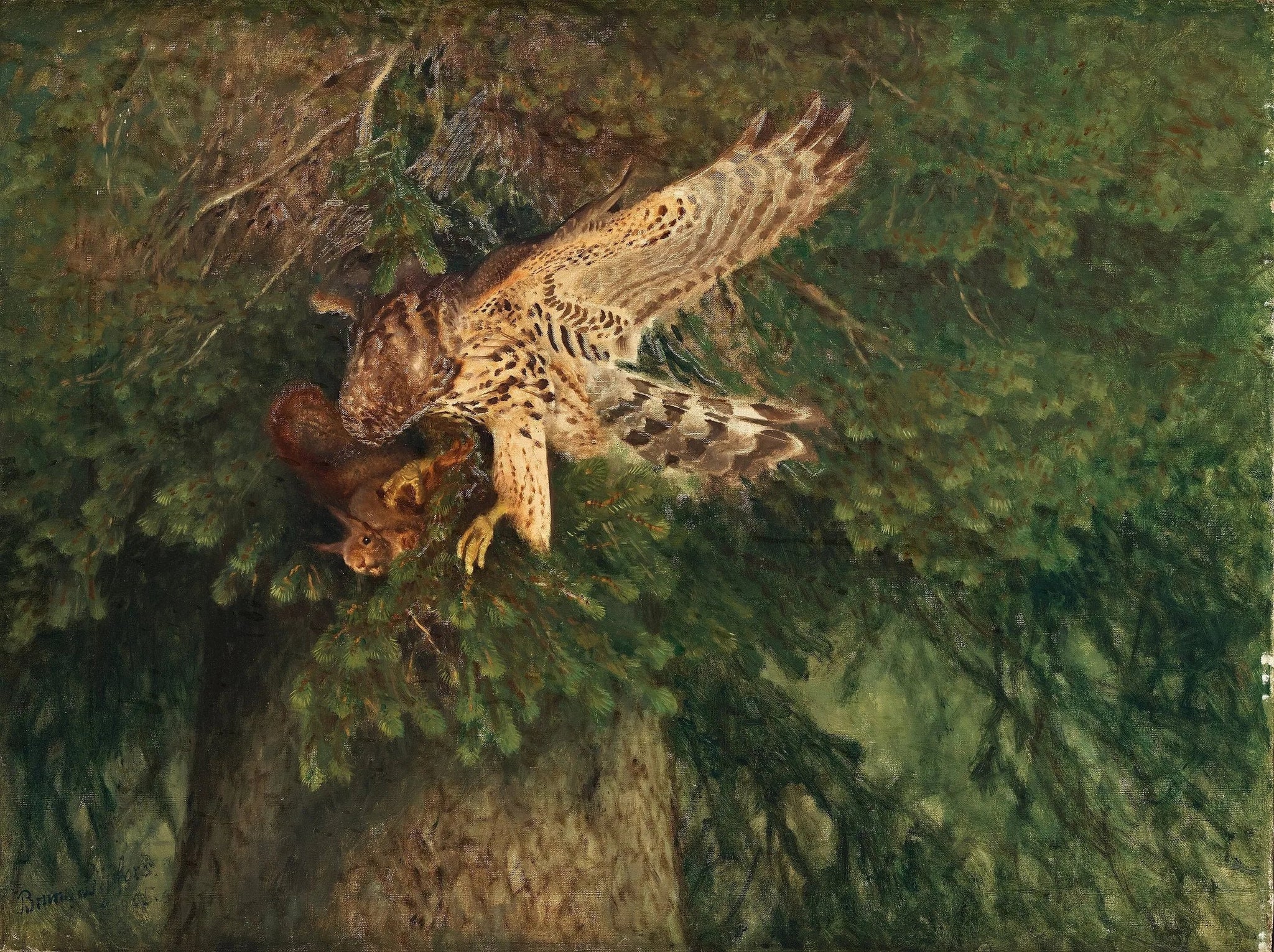 Drame dans les bois - Bruno Liljefors image 1 reproduction artisanale de tableau
