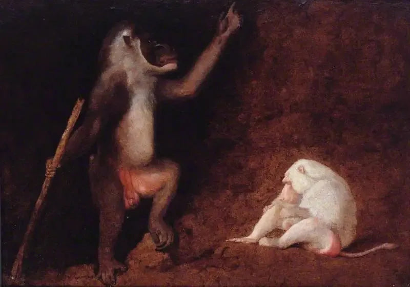 Drill et babouin albinos - George Stubbs image 1 copie peinte à la main à l’huile