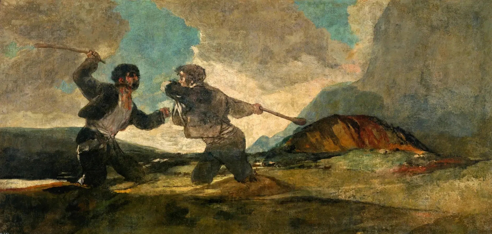 Duel au gourdin - Francisco de Goya image 1 copie de tableau peinte à la main