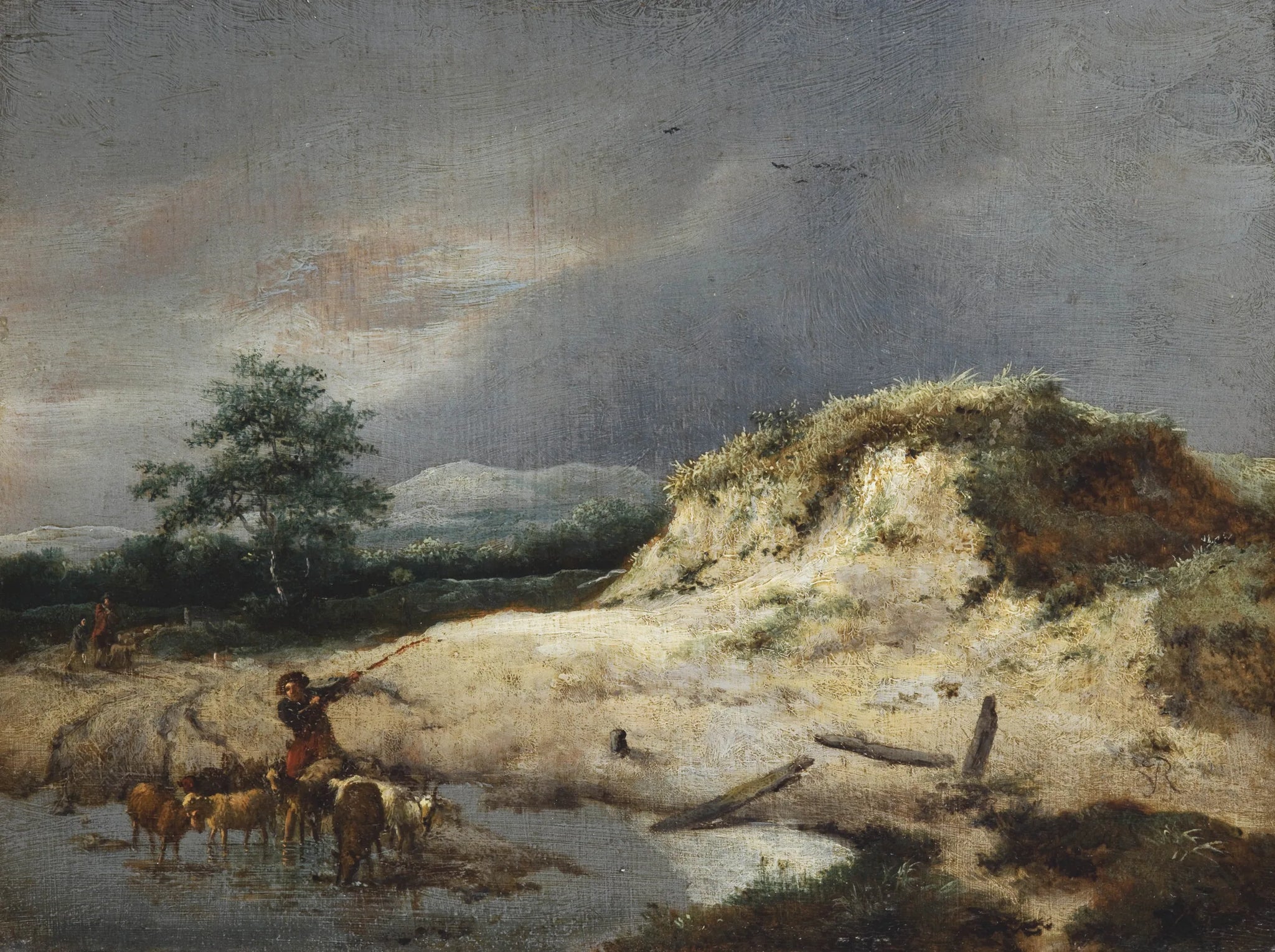 Dunes avec un berger et son troupeau - Adriaen van de Velde image 1 reproduction artisanale de tableau