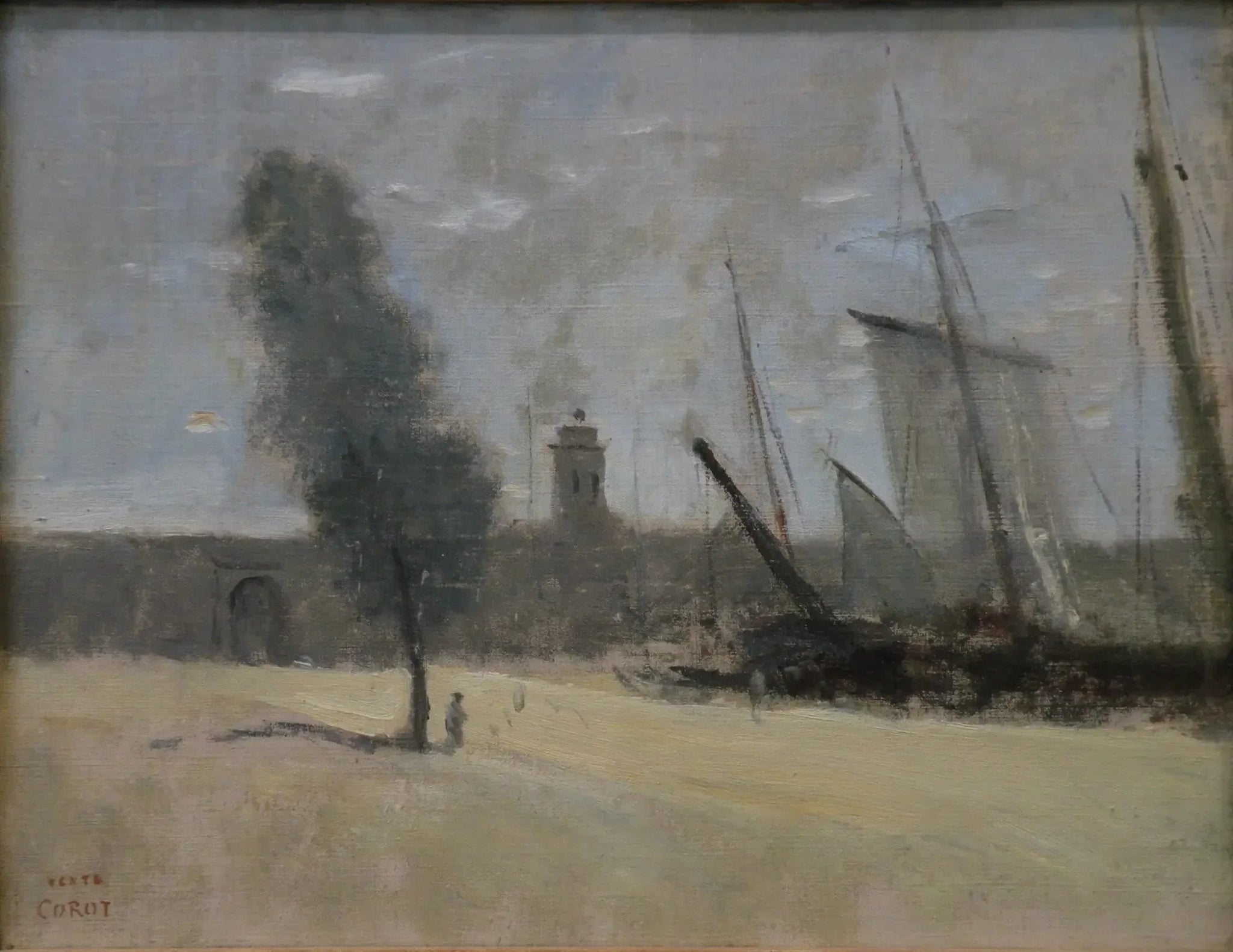 Dunkerque, remparts et porte d'entrée du port - Jean-Baptiste Camille Corot image 1 reproduction de peinture à l’huile