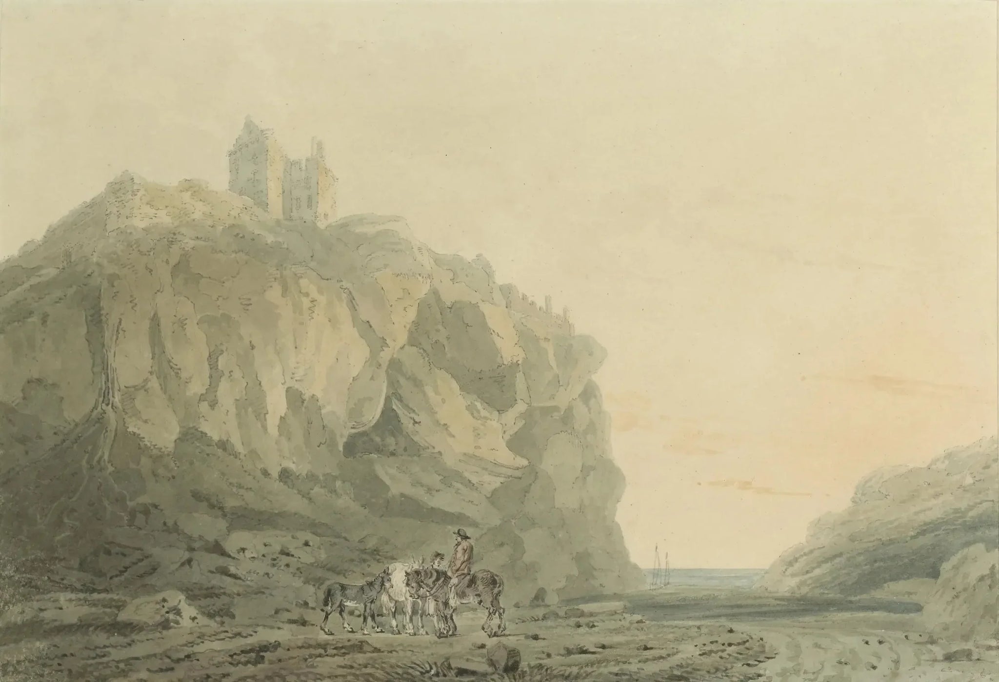 Dunotter Castle, Kincardineshire - J. M. W. Turner image 1 copie de tableau peinte à la main