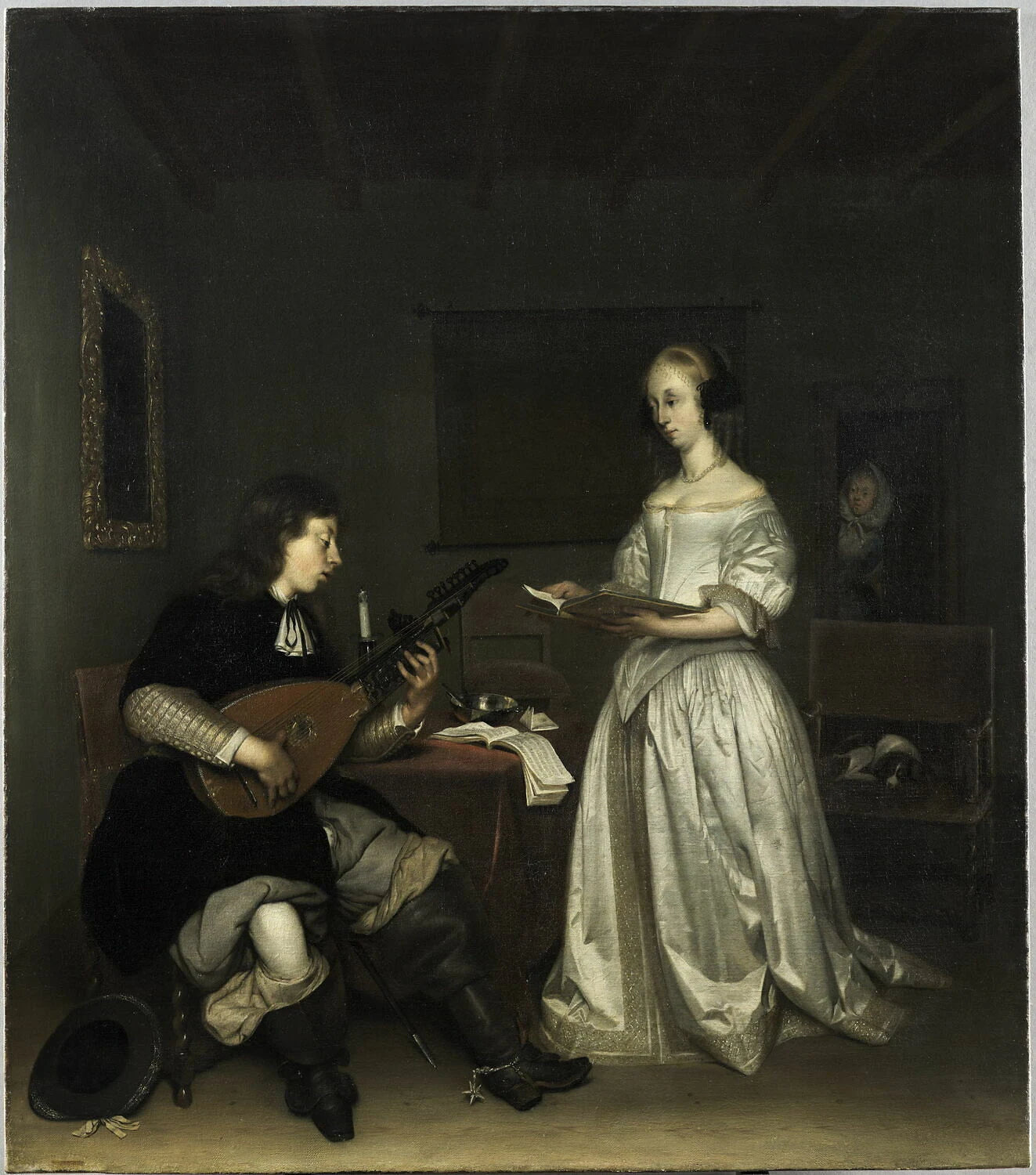 Le Duo : chanteuse et joueur de théorbe - Gerard ter Borch