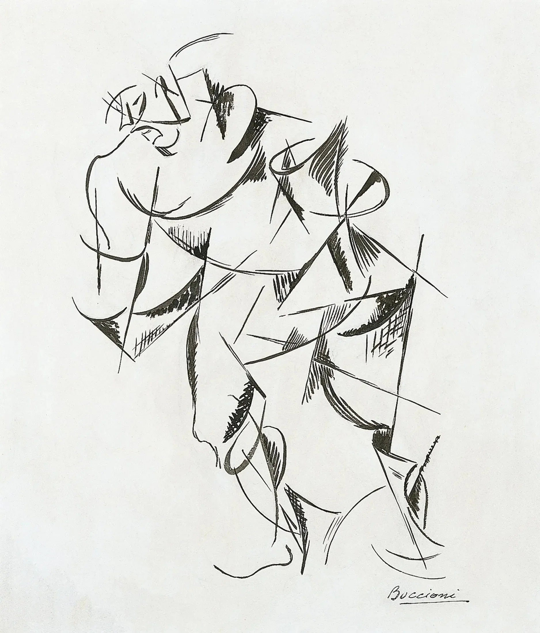Dynamisme du corps humain : Boxer - Umberto Boccioni image 1 reproduction de peinture à l’huile