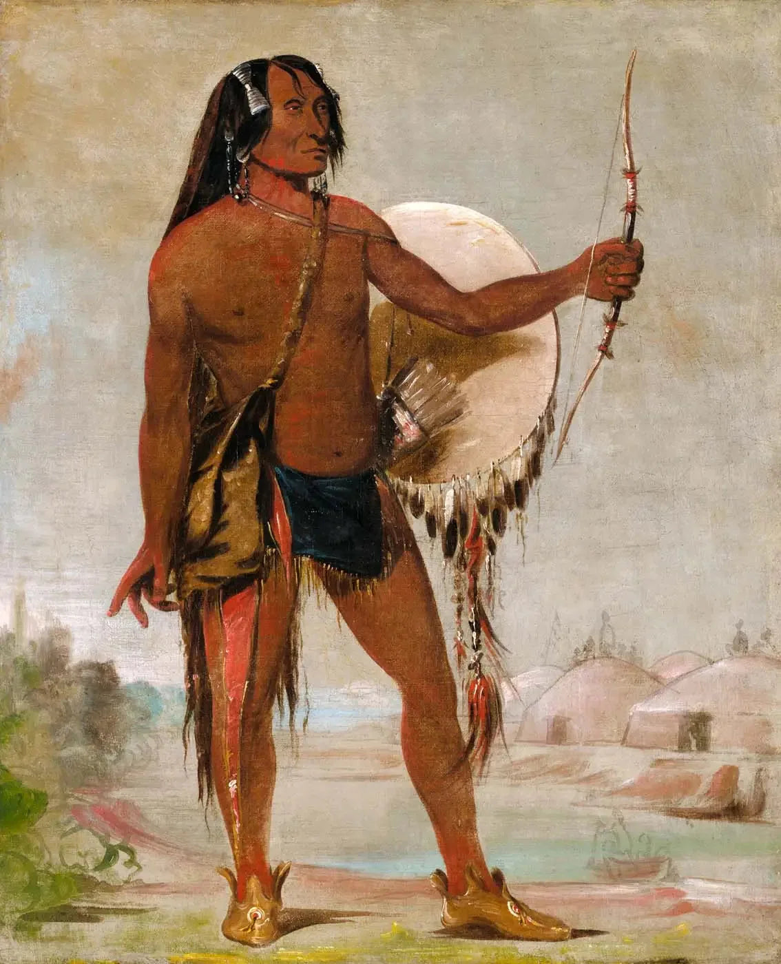 E'e-a-chín-che-a, Red Thunder, fils du mocassin noir - George Catlin image 1 reproduction artisanale de tableau