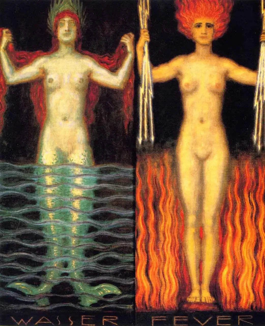 Eau et Feu - Franz Von Stuck image 1 tableau peint à l’huile sur toile