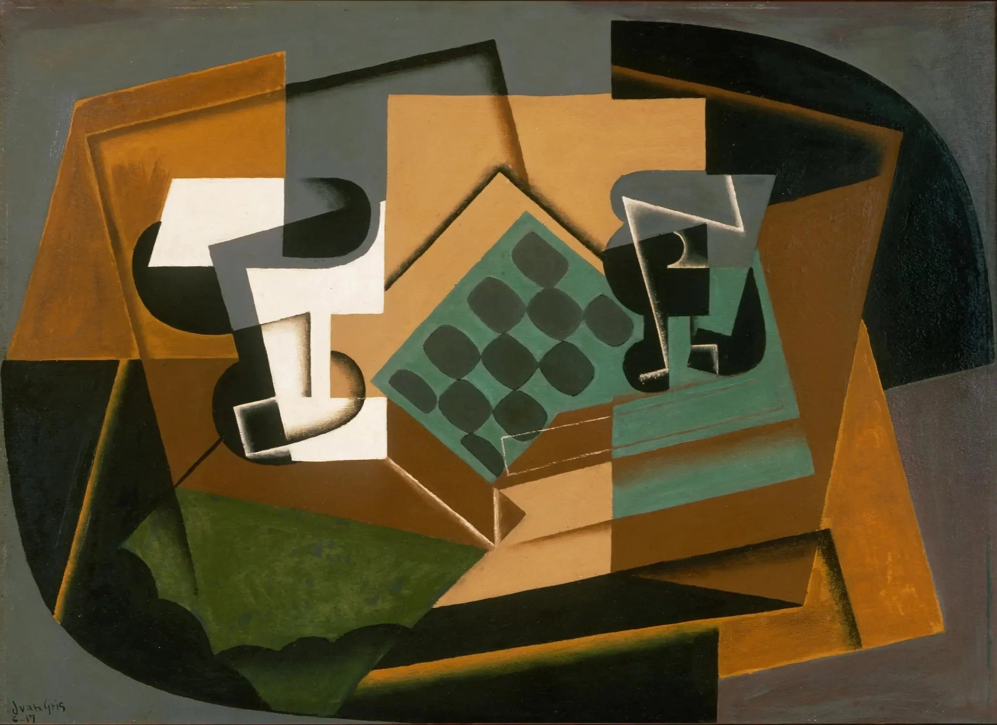 Échiquier, verre et plat - Juan Gris image 1 reproduction d’œuvre d’art à l’huile