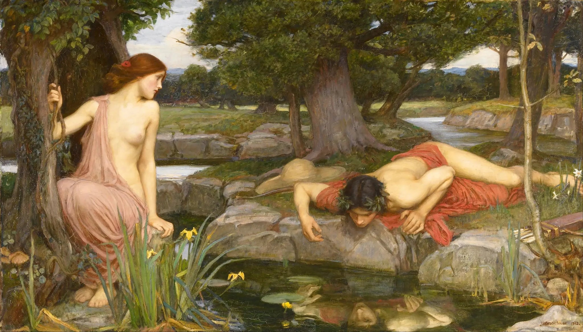 Écho et Narcisse - John William Waterhouse image 1 reproduction réalisée par Alpha Reproduction