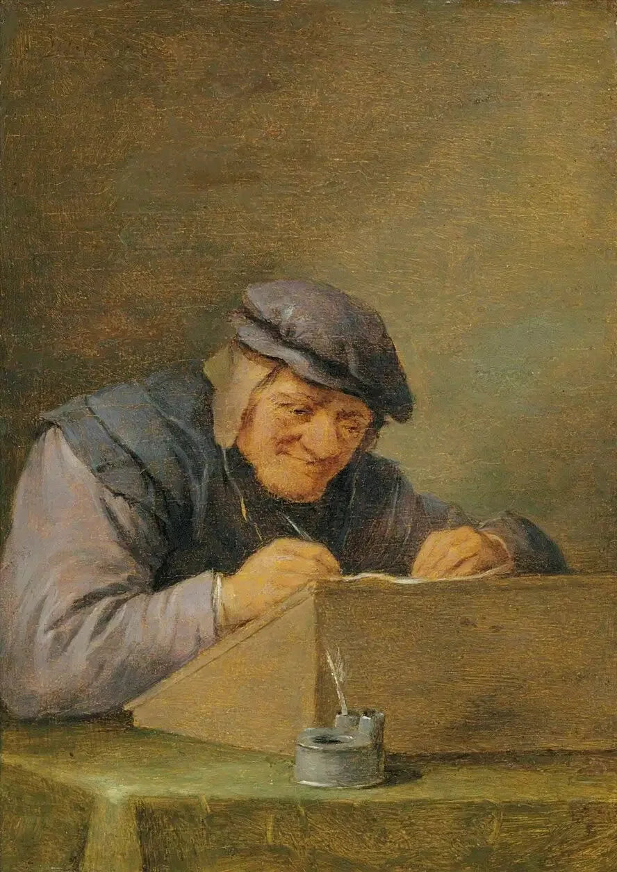 Écriture paysanne - David Teniers le Jeune image 1 tableau peint à l’huile sur toile
