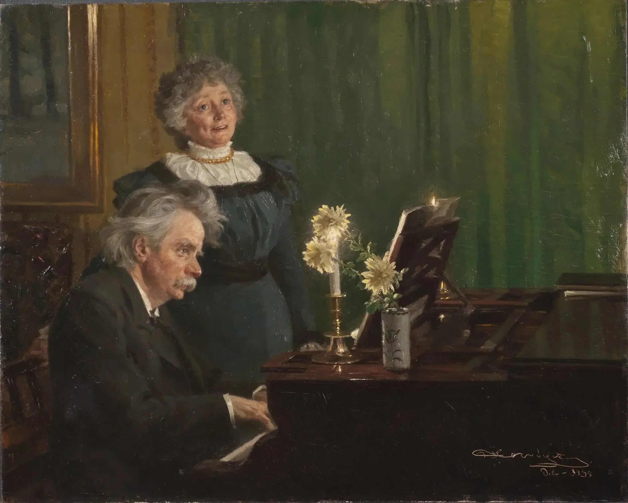 Edvard Grieg accompagnant sa femme - Peder Severin Krøyer image 1 copie de tableau peinte à la main