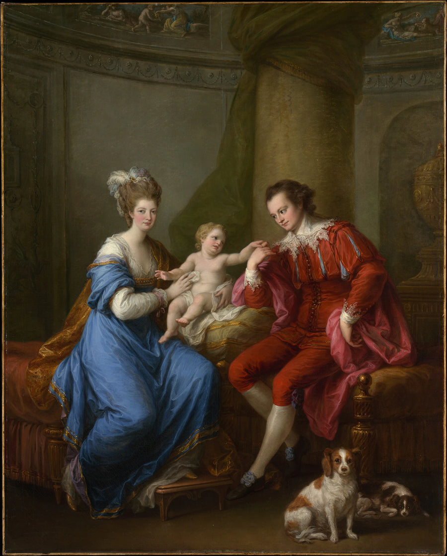 Edward Smith Stanley (1752–1834), 12e comte de Derby, avec sa première épouse (Elizabeth Hamilton, 1753-1797) et leur fils (Edward Smith Stanley, 1775–1851) - Angelica Kauffmann
