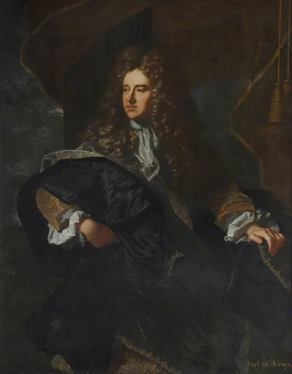 Edward Villiers (1655–1711), comte de Jersey, chevalier maréchal de la maison royale et diplomate - Hyacinthe Rigaud image 1 reproduction artisanale de tableau