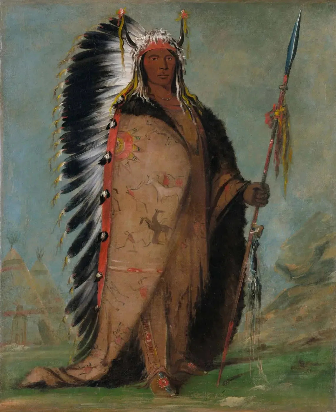 Ee-áh-sá-pa, Black Rock, un chef à deux bouilloires - George Catlin image 1 reproduction réalisée par Alpha Reproduction