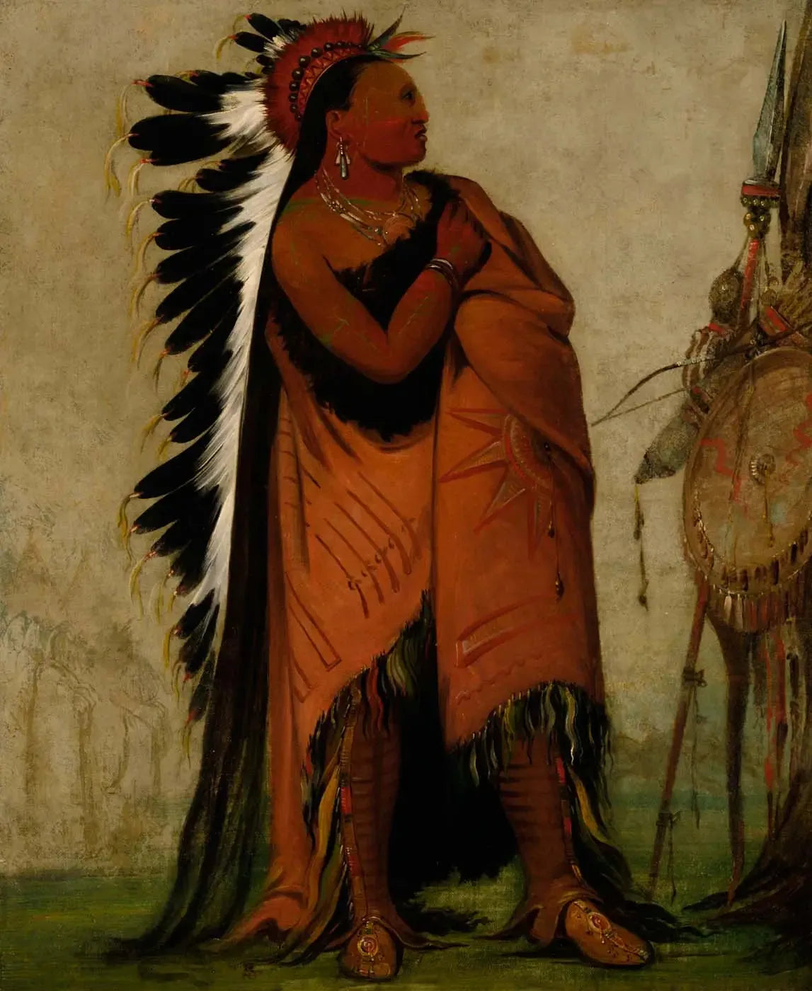Eé-hee-a-duck-cée-a, Celui qui attache ses cheveux avant - George Catlin image 1 reproduction réalisée par Alpha Reproduction