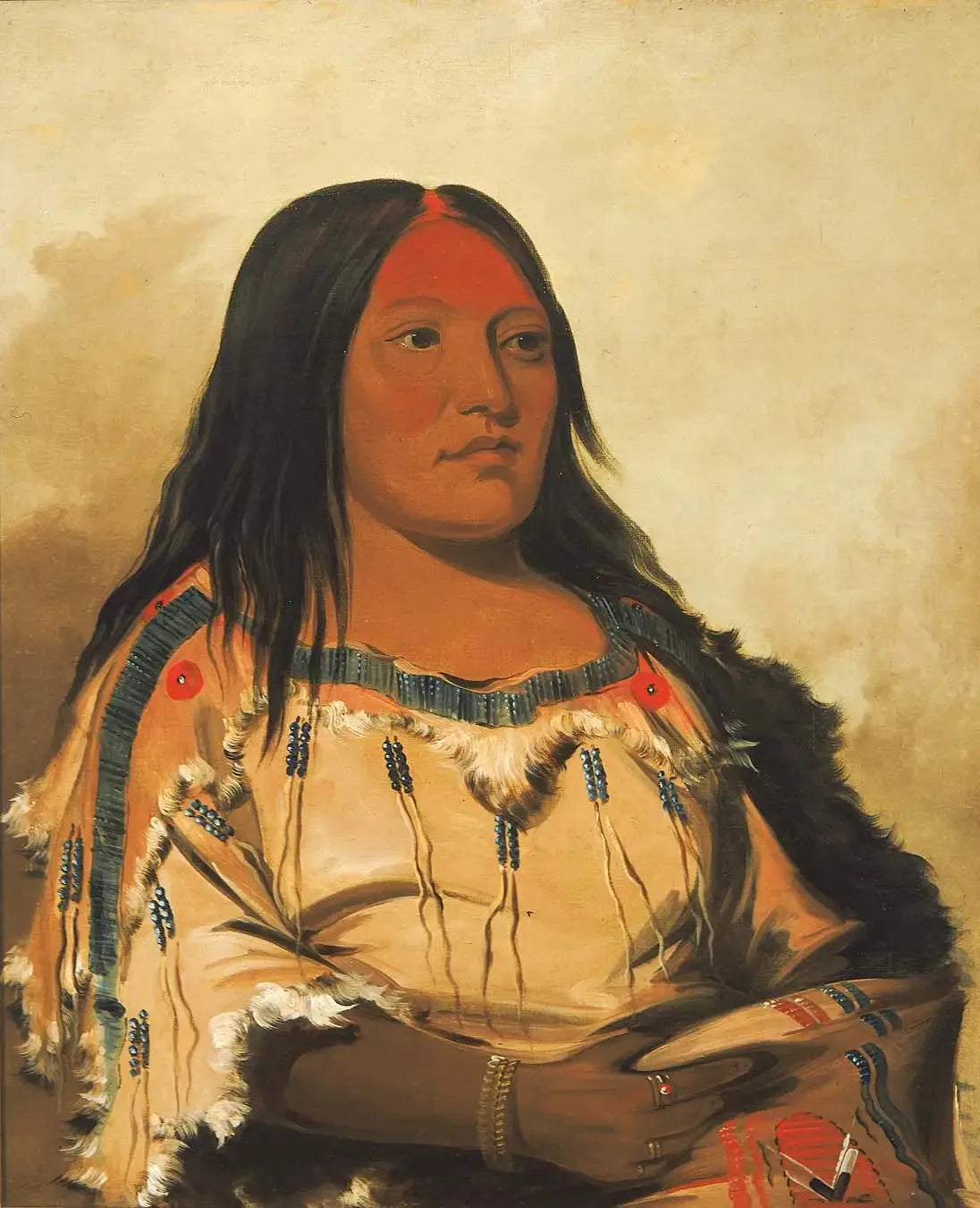Eeh-nís-kim, Pierre de Cristal, Épouse du Chef - George Catlin image 1 copie peinte à la main à l’huile
