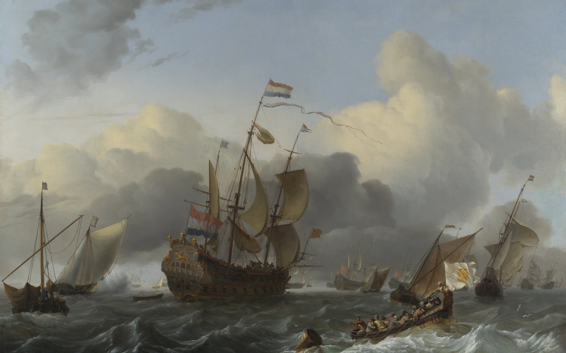 L'Eendracht et une flotte de navires de guerre hollandais - Ludolf Bakhuizen