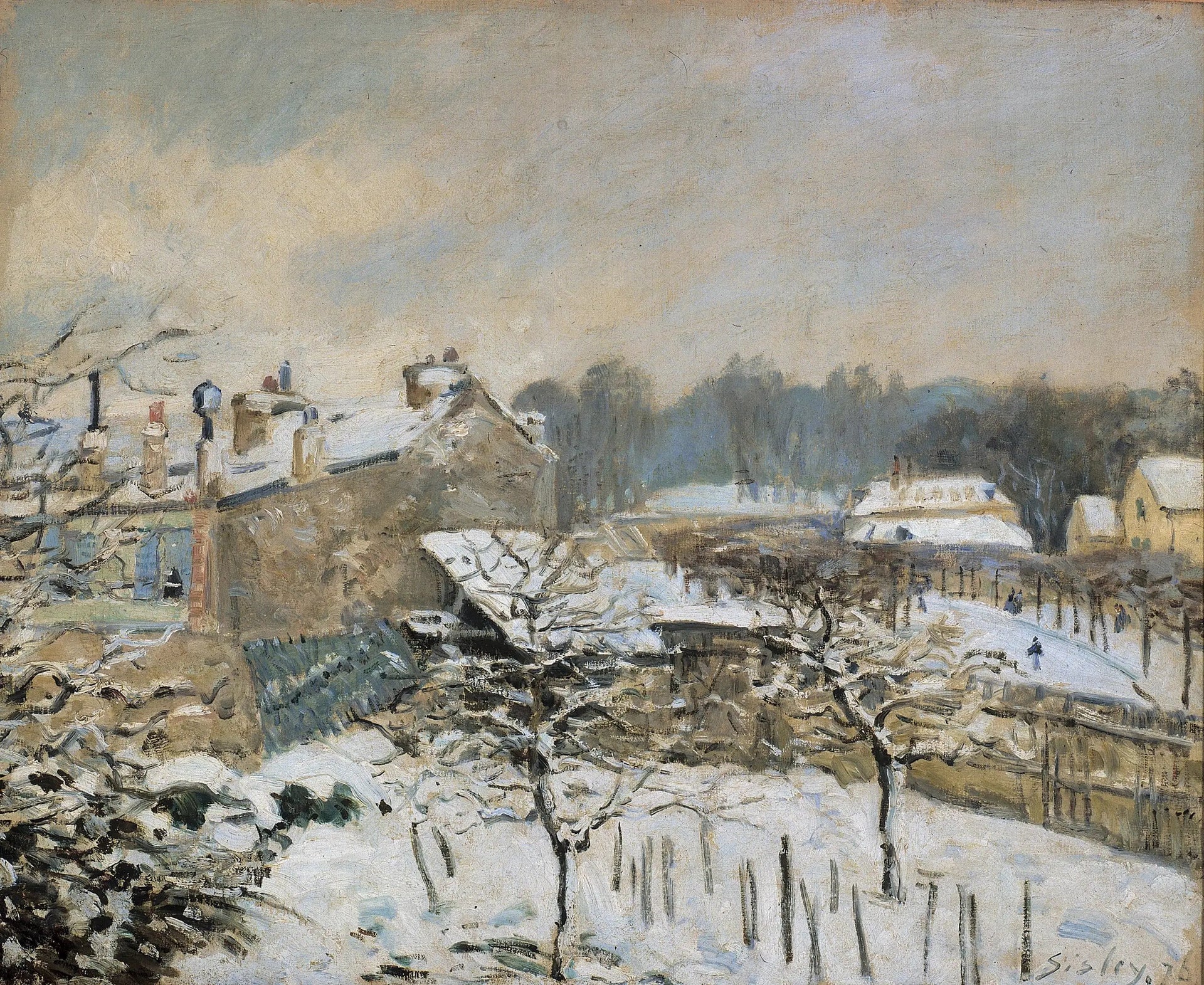Effet de neige à Marly-le-Roi - Alfred Sisley image 1 reproduction d’œuvre d’art à l’huile