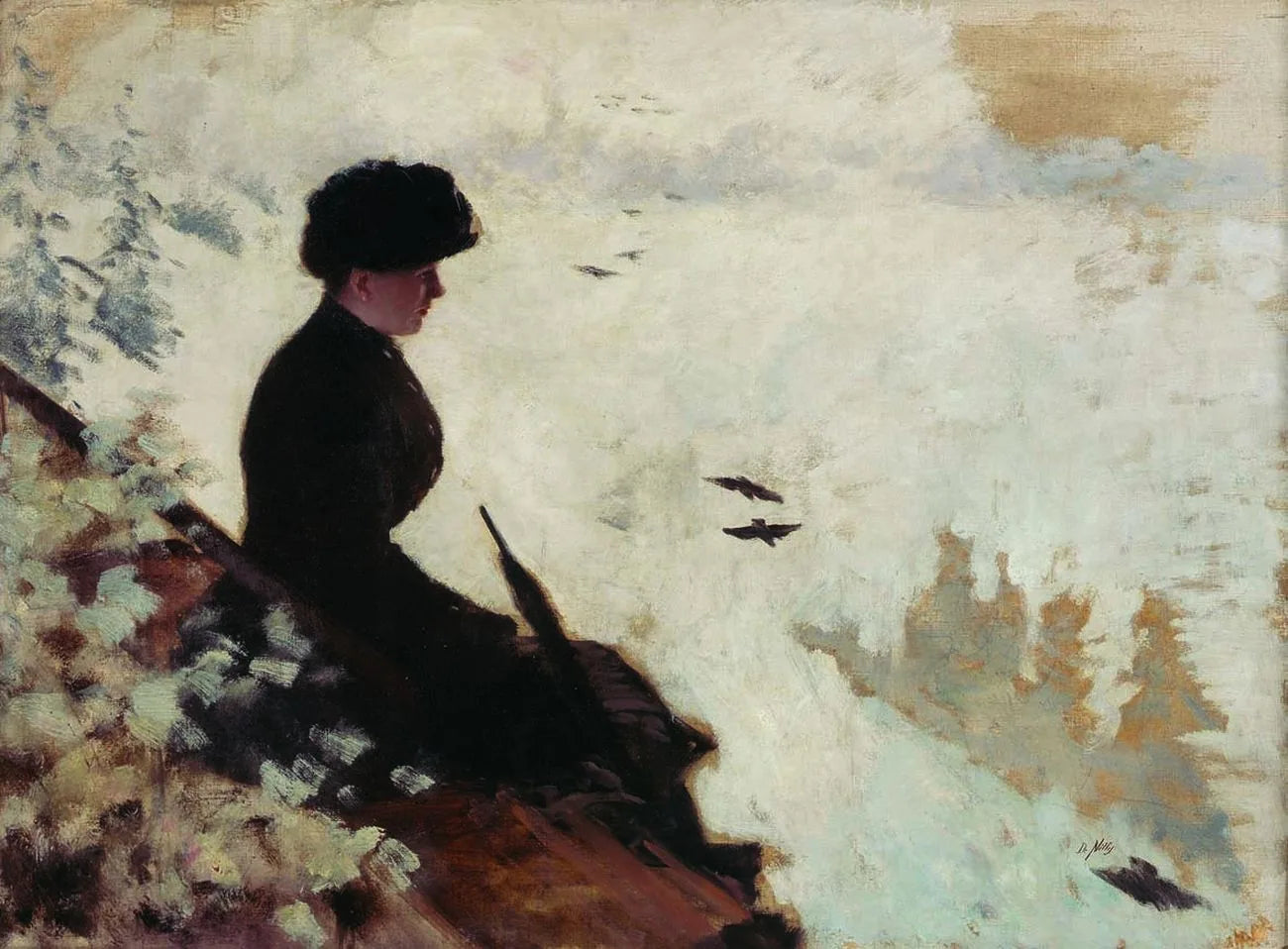 Effet de neige - Giuseppe De Nittis image 1 copie peinte à la main à l’huile
