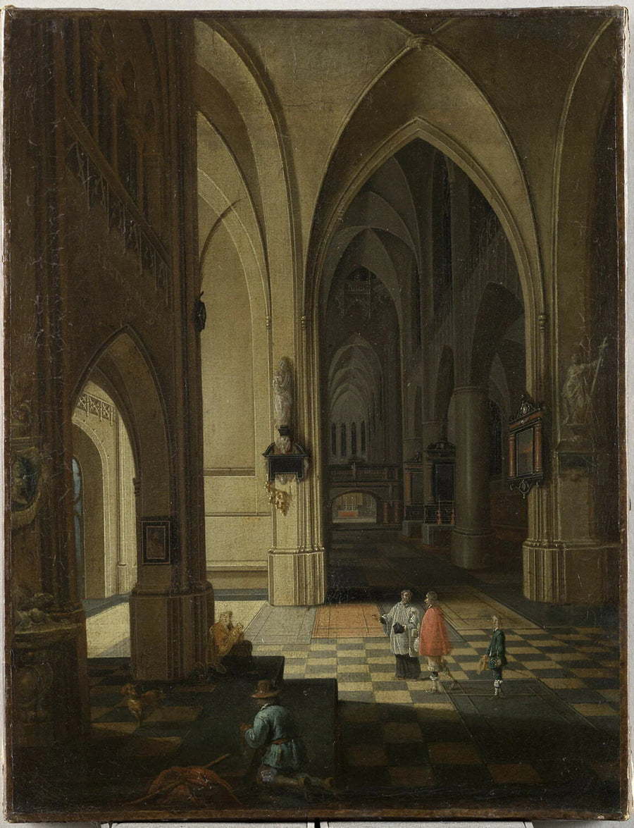 Effet de nuit dans un bas-côté d'église - Pieter I Neefs