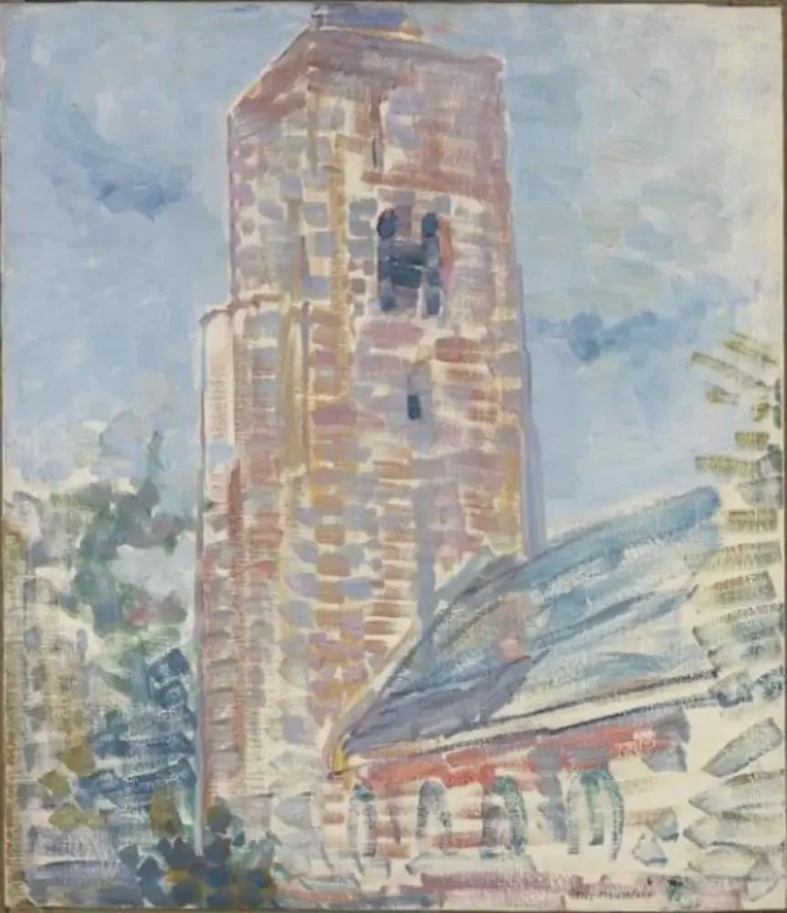 Église d'Oostkapelle, nef et tour - Piet Mondrian image 1 copie peinte à la main à l’huile