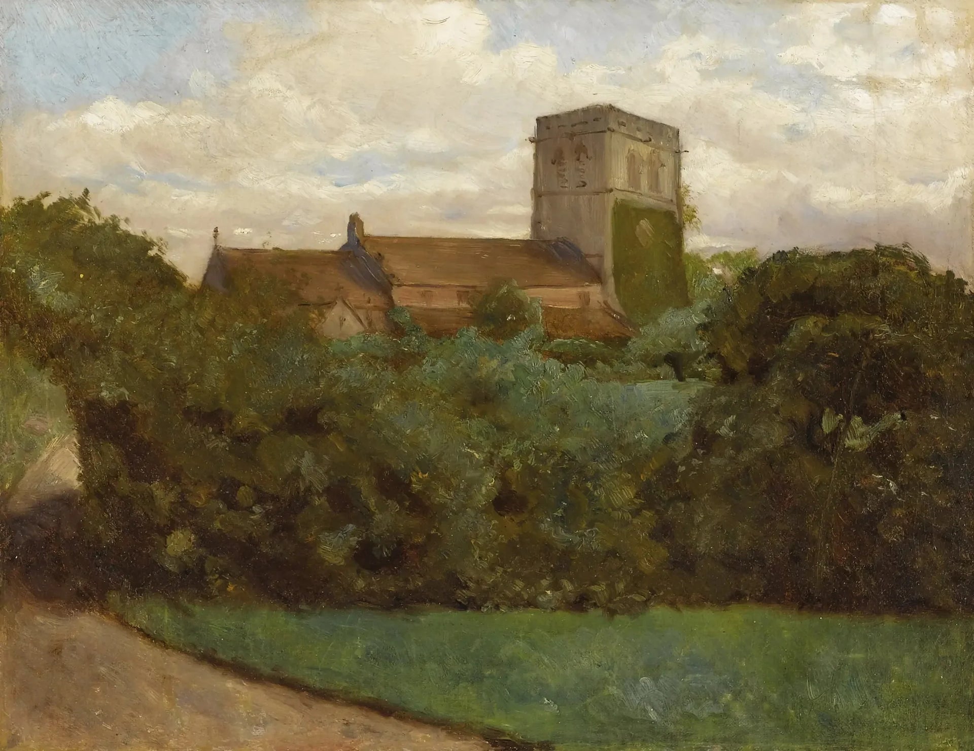 Église de Tottenham, Londres, 1869 - Albert Bierstadt image 1 reproduction artisanale de tableau