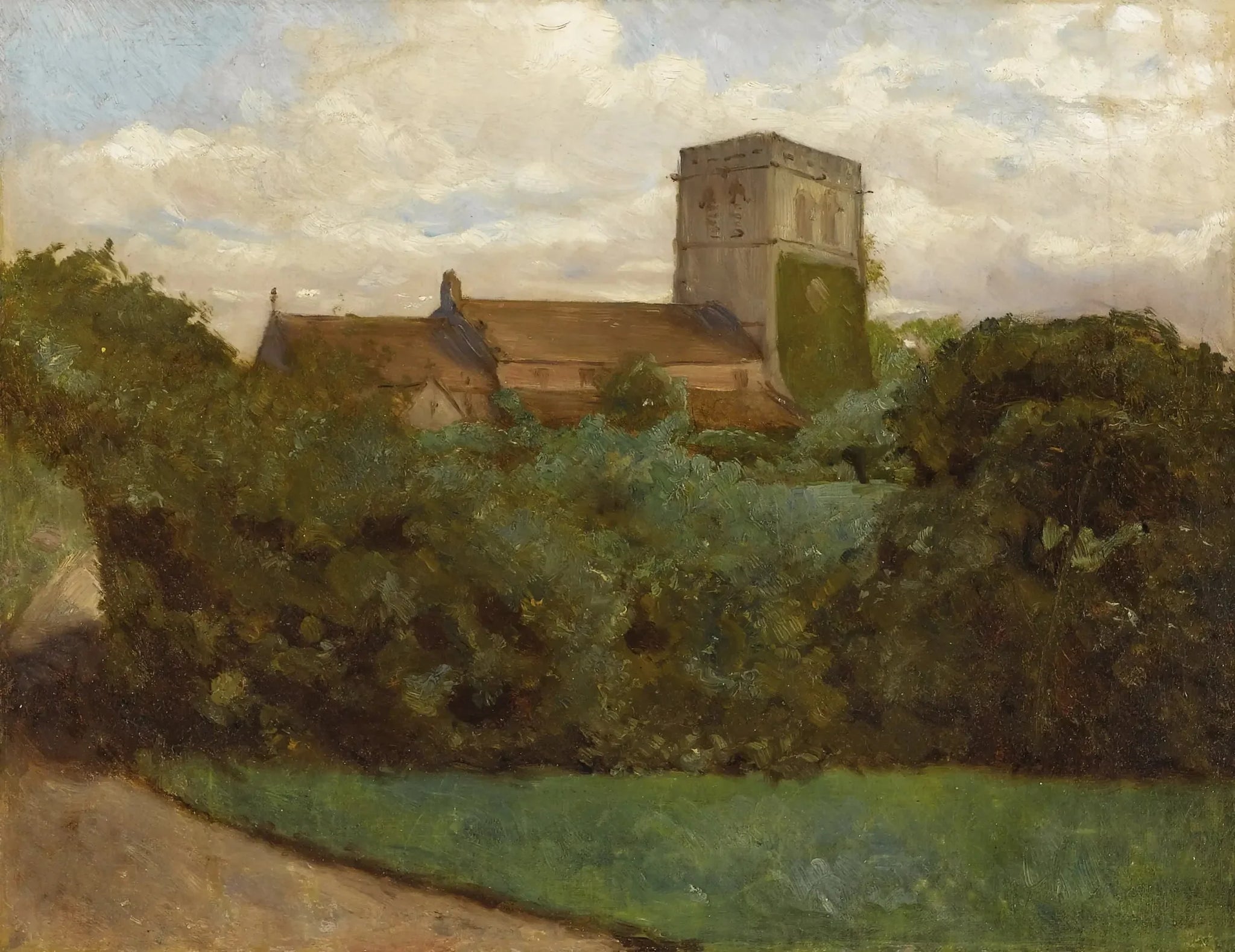 Église de Tottenham, Londres, 1869 - Albert Bierstadt image 1 reproduction artisanale de tableau